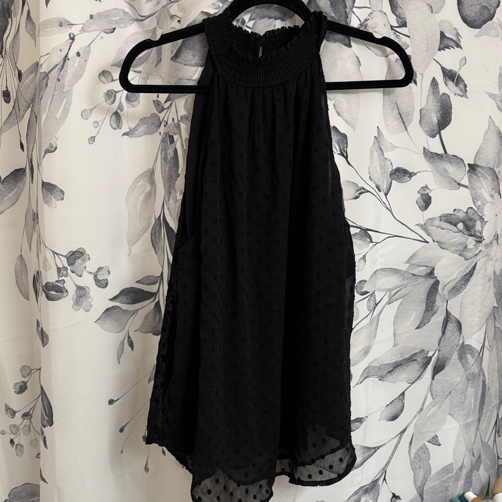 torrid black Sleeveless Halter Neck Swiss Dot Top
